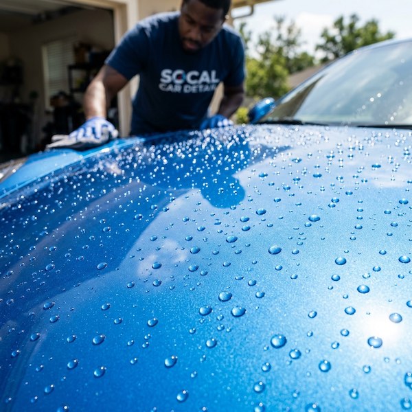 Ceramic coated hood with water beading