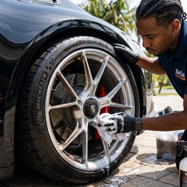 Wheels and tires finished after a handwash